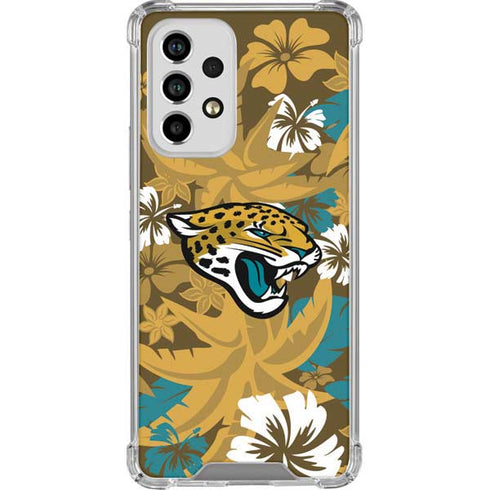 NFL Jacksonville Jaguars Tropical Print Galaxy A53 5G Clear Case