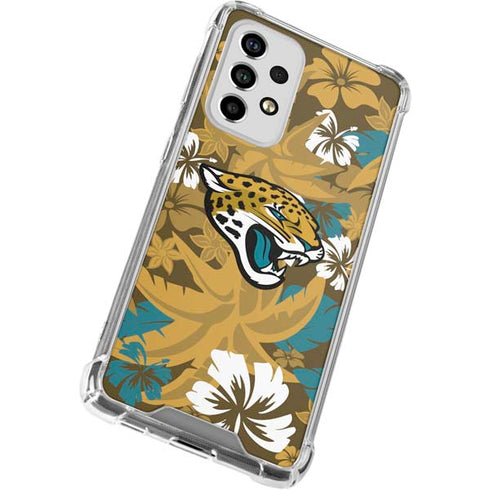 NFL Jacksonville Jaguars Tropical Print Galaxy A53 5G Clear Case