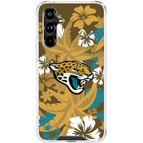 NFL Jacksonville Jaguars Tropical Print Galaxy A54 5G Clear Case