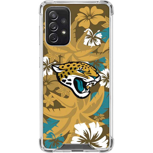 NFL Jacksonville Jaguars Tropical Print Galaxy A72 5G Clear Case