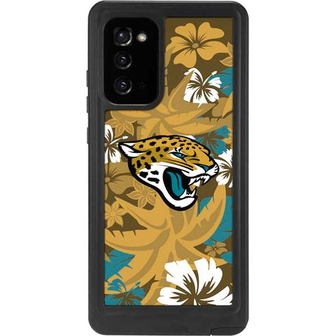 NFL Jacksonville Jaguars Tropical Print Galaxy Note20 5G Waterproof Case