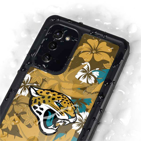 NFL Jacksonville Jaguars Tropical Print Galaxy Note20 5G Waterproof Case