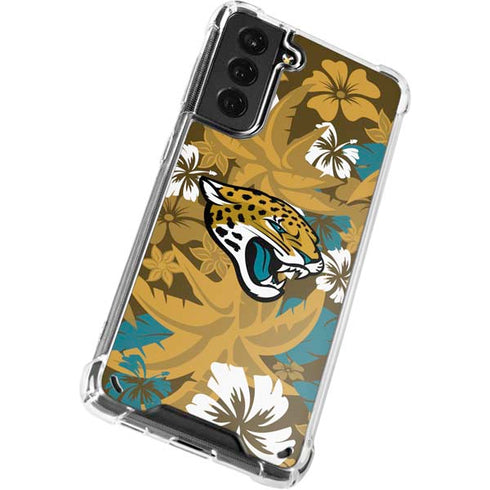 NFL Jacksonville Jaguars Tropical Print Galaxy S21 5G Clear Case