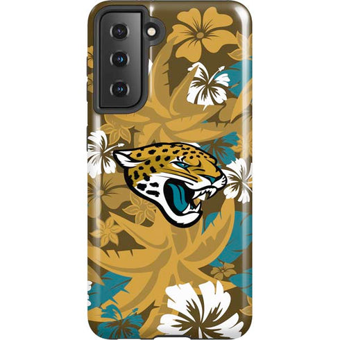 NFL Jacksonville Jaguars Tropical Print Galaxy S21 5G Pro Case