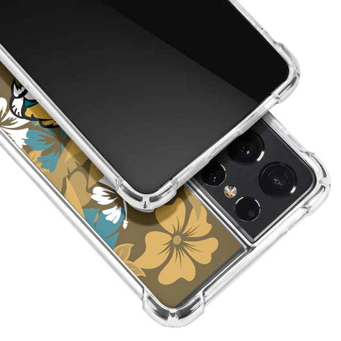 NFL Jacksonville Jaguars Tropical Print Galaxy S21 Ultra 5G Clear Case