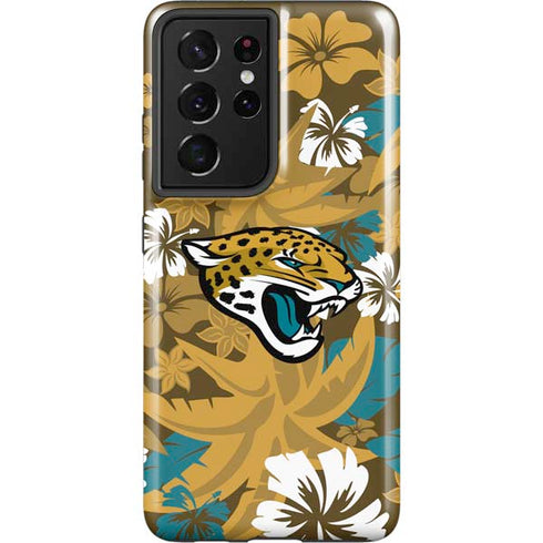 NFL Jacksonville Jaguars Tropical Print Galaxy S21 Ultra 5G Pro Case