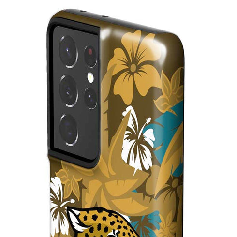 NFL Jacksonville Jaguars Tropical Print Galaxy S21 Ultra 5G Pro Case