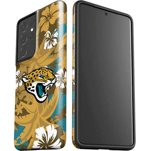 NFL Jacksonville Jaguars Tropical Print Galaxy S21 Ultra 5G Pro Case