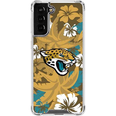 NFL Jacksonville Jaguars Tropical Print Galaxy S22 Plus Clear Case
