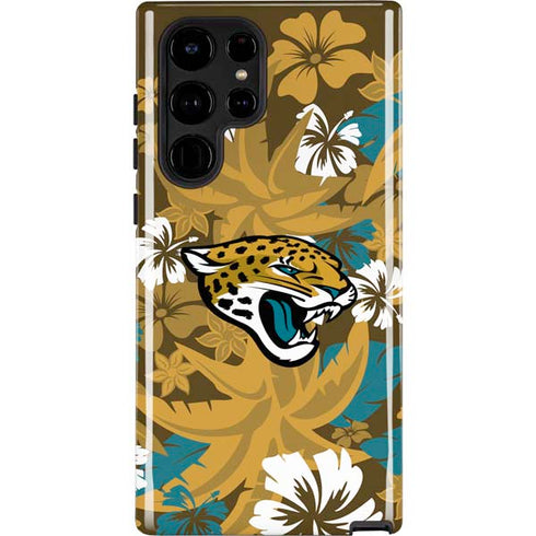 NFL Jacksonville Jaguars Tropical Print Galaxy S22 Ultra Pro Case