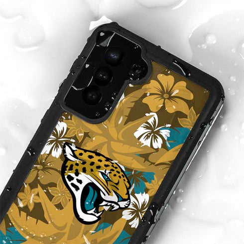 NFL Jacksonville Jaguars Tropical Print Galaxy S23 Plus Waterproof Case