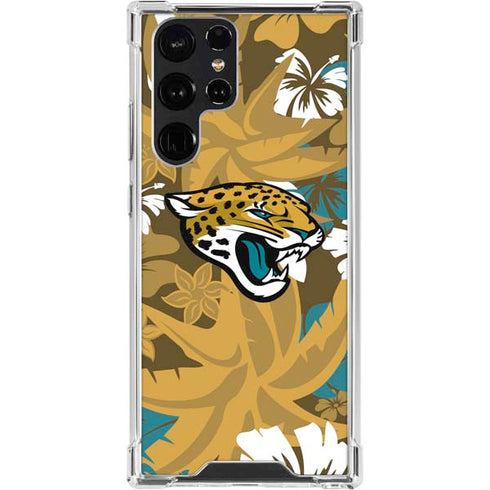 NFL Jacksonville Jaguars Tropical Print Galaxy S24 Ultra Clear Case