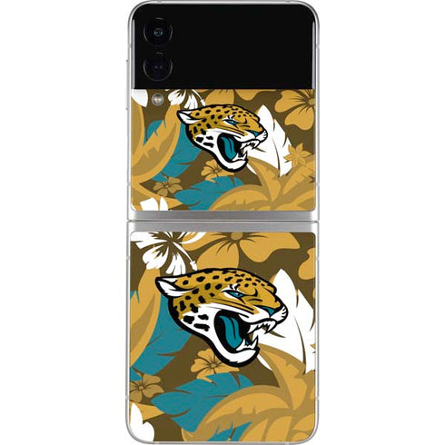 NFL Jacksonville Jaguars Tropical Print Galaxy Z Flip3 5G Skin
