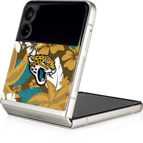 NFL Jacksonville Jaguars Tropical Print Galaxy Z Flip3 5G Skin