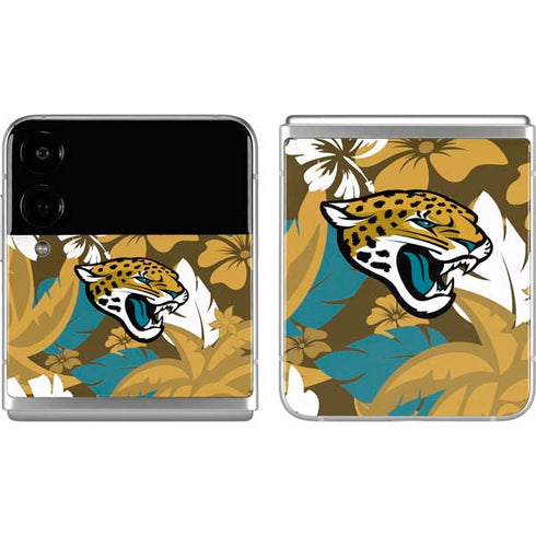 NFL Jacksonville Jaguars Tropical Print Galaxy Z Flip4 5G Skin
