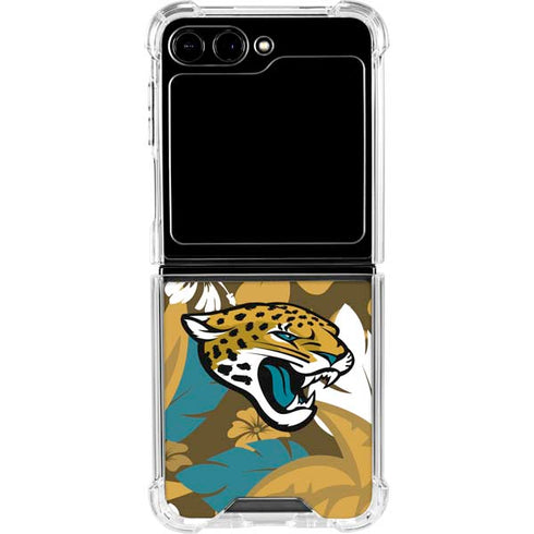 NFL Jacksonville Jaguars Tropical Print Galaxy Z Flip5 5G Clear Case