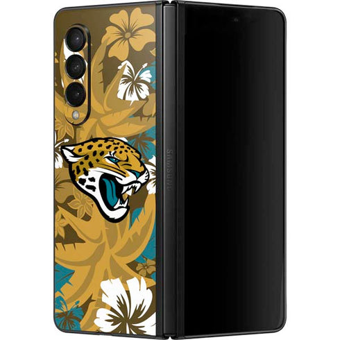 NFL Jacksonville Jaguars Tropical Print Galaxy Z Fold3 5G Skin