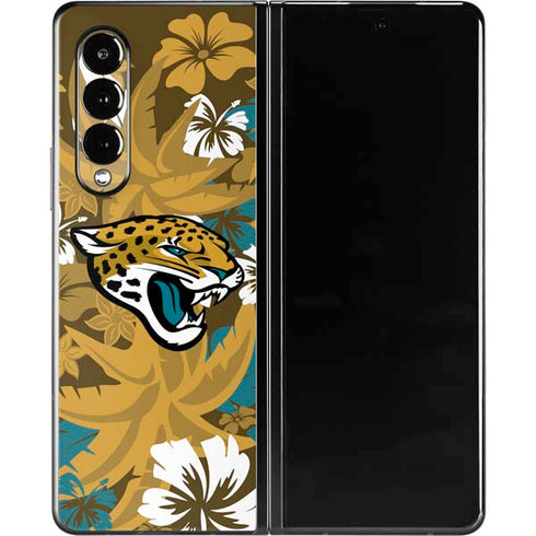 NFL Jacksonville Jaguars Tropical Print Galaxy Z Fold3 5G Skin