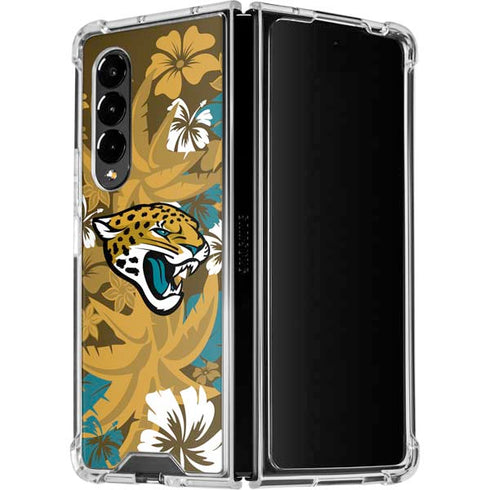 NFL Jacksonville Jaguars Tropical Print Galaxy Z Fold4 5G Clear Case