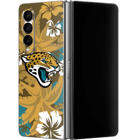 NFL Jacksonville Jaguars Tropical Print Galaxy Z Fold4 5G Skin