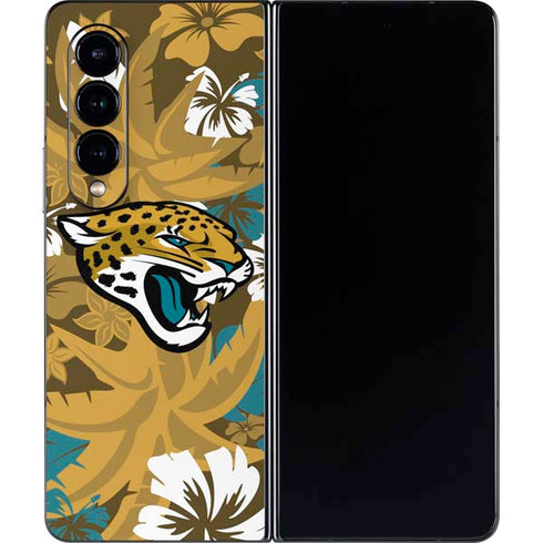 NFL Jacksonville Jaguars Tropical Print Galaxy Z Fold4 5G Skin
