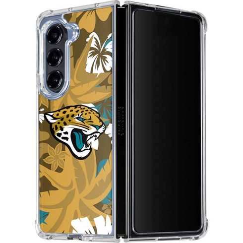 NFL Jacksonville Jaguars Tropical Print Galaxy Z Fold5 5G Clear Case