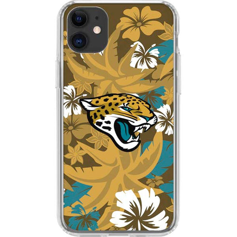 NFL Jacksonville Jaguars Tropical Print iPhone 11 Clear Case