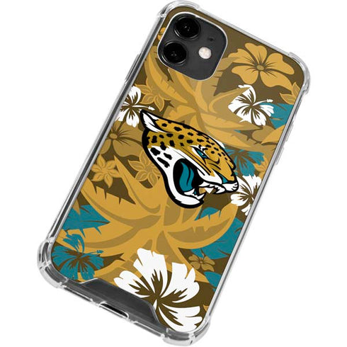 NFL Jacksonville Jaguars Tropical Print iPhone 12 Clear Case