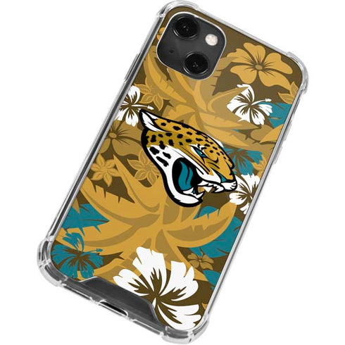 NFL Jacksonville Jaguars Tropical Print iPhone 13 Mini Clear Case