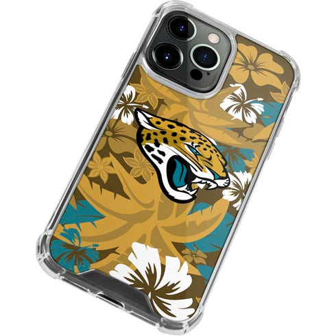 NFL Jacksonville Jaguars Tropical Print iPhone 13 Pro Max Clear Case