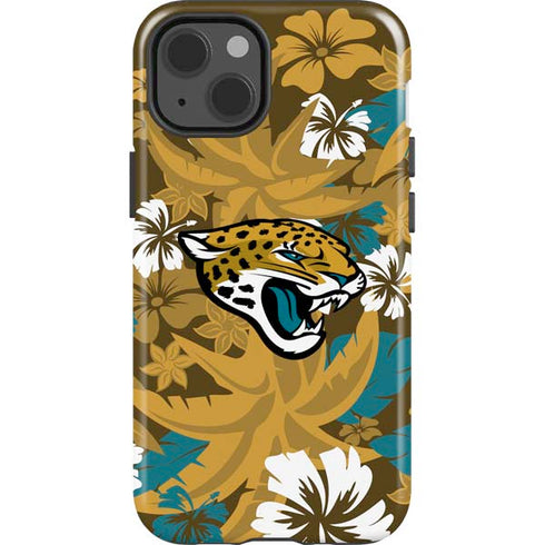 NFL Jacksonville Jaguars Tropical Print iPhone 14 Impact Case