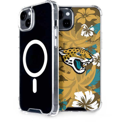 NFL Jacksonville Jaguars Tropical Print iPhone 15 Plus MagSafe Case