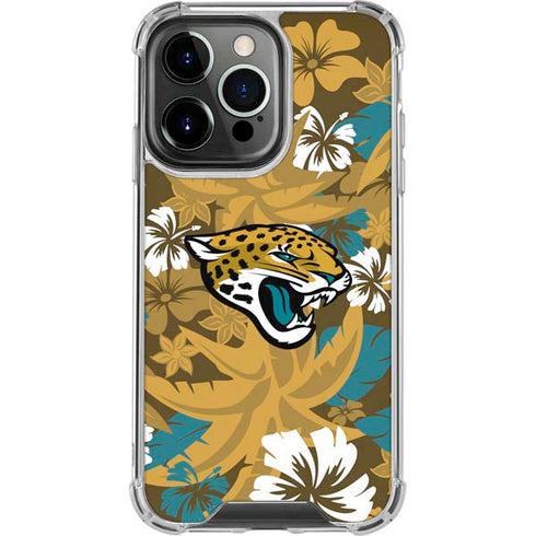 NFL Jacksonville Jaguars Tropical Print iPhone 14 Pro Clear Case