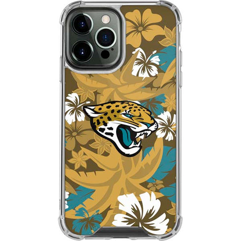 NFL Jacksonville Jaguars Tropical Print iPhone 14 Pro Max Clear Case