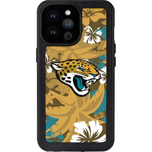 NFL Jacksonville Jaguars Tropical Print iPhone 14 Pro Max Waterproof Case