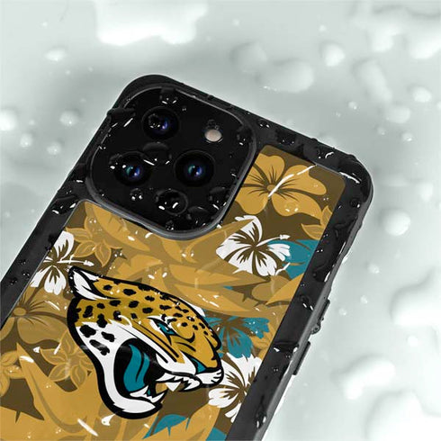 NFL Jacksonville Jaguars Tropical Print iPhone 14 Pro Max Waterproof Case