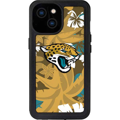 NFL Jacksonville Jaguars Tropical Print iPhone 15 Waterproof Case