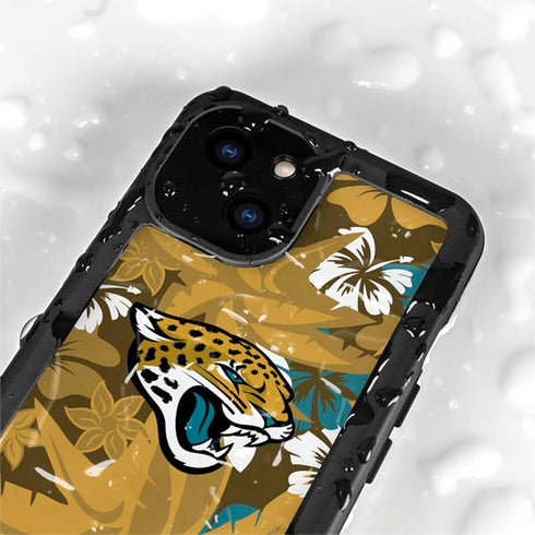 NFL Jacksonville Jaguars Tropical Print iPhone 15 Waterproof Case