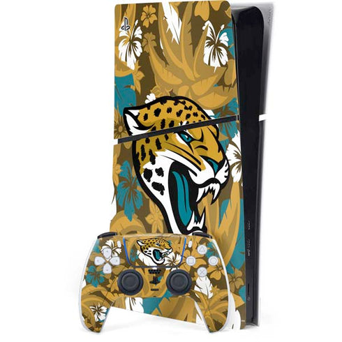 NFL Jacksonville Jaguars Tropical Print PS5 Slim Digital Edition Bundle Skin