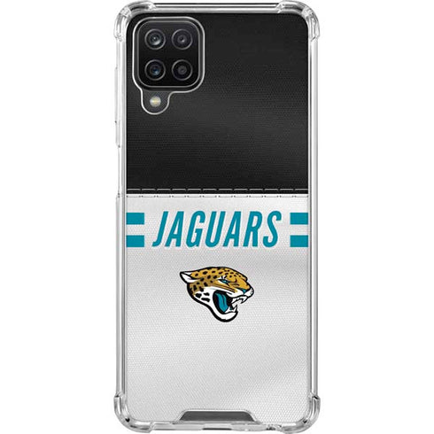 NFL Jacksonville Jaguars White Striped Galaxy A12 Clear Case