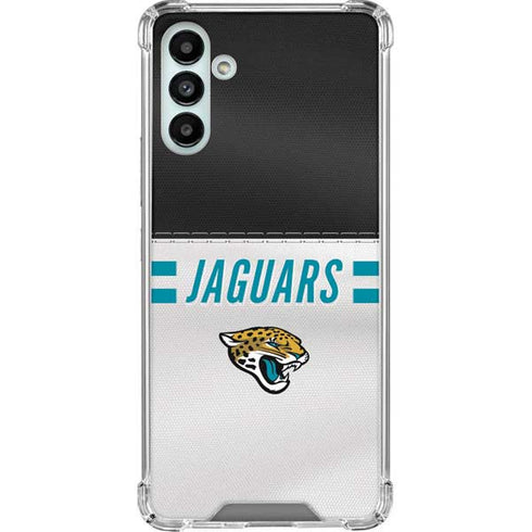 NFL Jacksonville Jaguars White Striped Galaxy A13 5G Clear Case