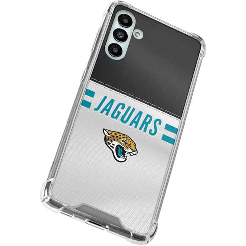 NFL Jacksonville Jaguars White Striped Galaxy A13 5G Clear Case