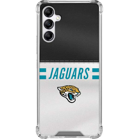 NFL Jacksonville Jaguars White Striped Galaxy A14 5G Clear Case