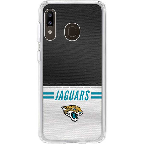 NFL Jacksonville Jaguars White Striped Galaxy A20 Clear Case