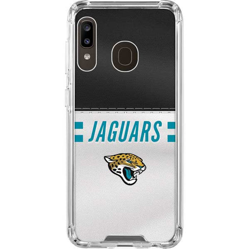 NFL Jacksonville Jaguars White Striped Galaxy A30 Clear Case