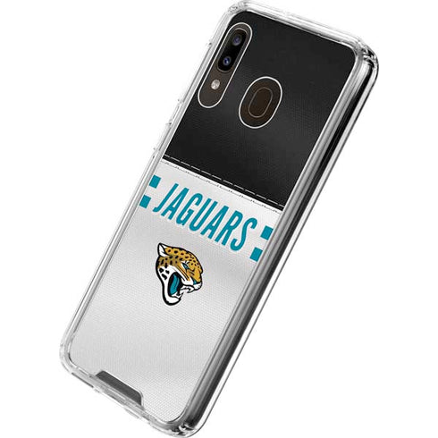 NFL Jacksonville Jaguars White Striped Galaxy A30 Clear Case