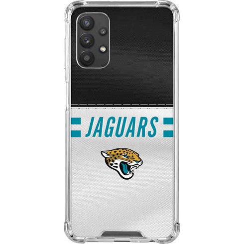 NFL Jacksonville Jaguars White Striped Galaxy A32 5G Clear Case