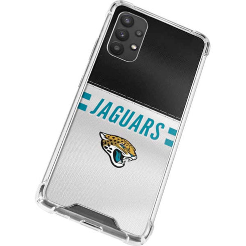 NFL Jacksonville Jaguars White Striped Galaxy A32 5G Clear Case