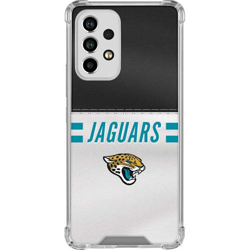 NFL Jacksonville Jaguars White Striped Galaxy A33 5G Clear Case