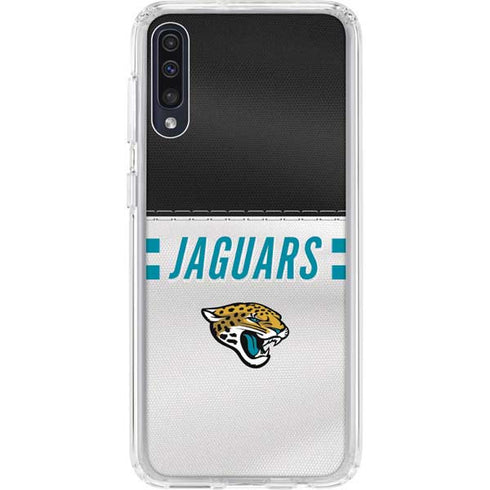 NFL Jacksonville Jaguars White Striped Galaxy A50 Clear Case